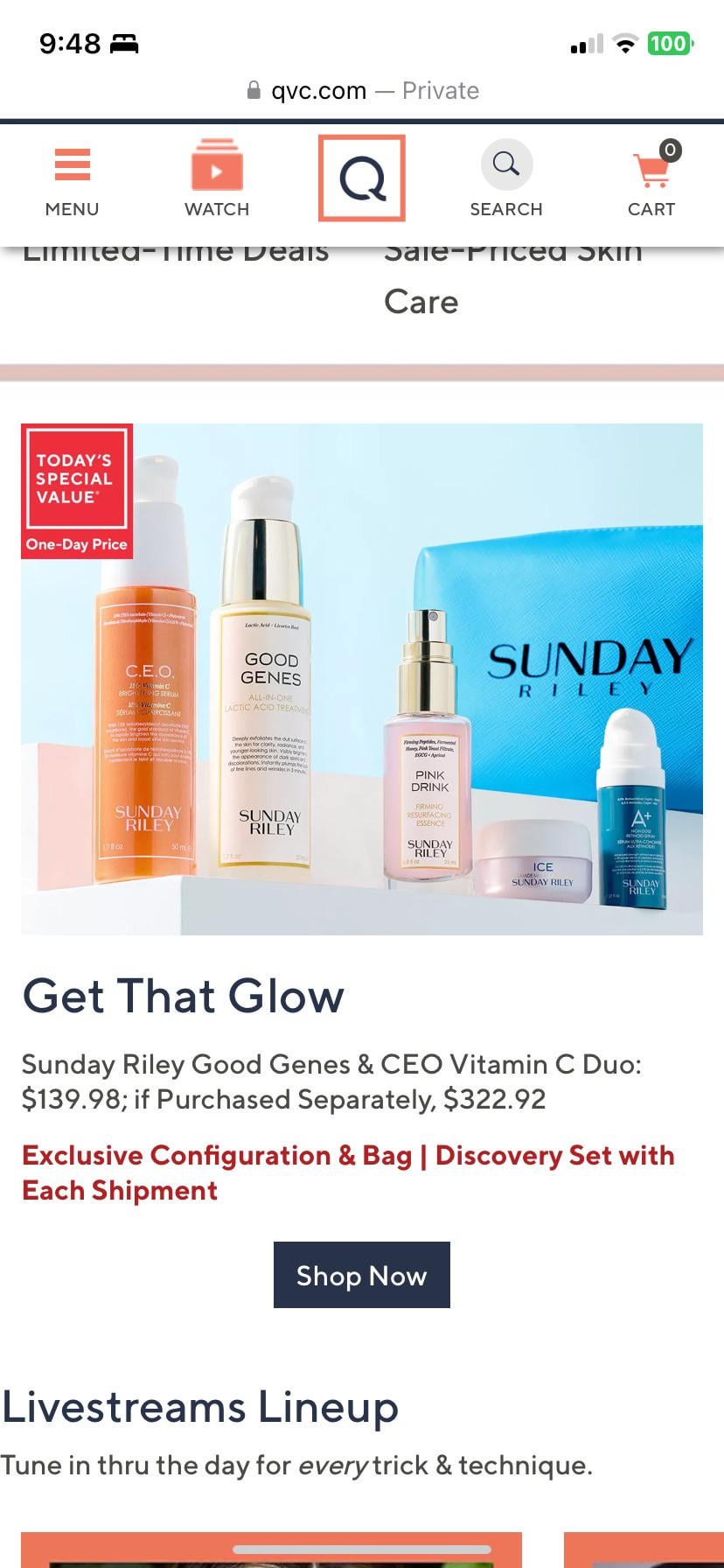 Sunday Riley TSV at QVC. Autoship available Beauty